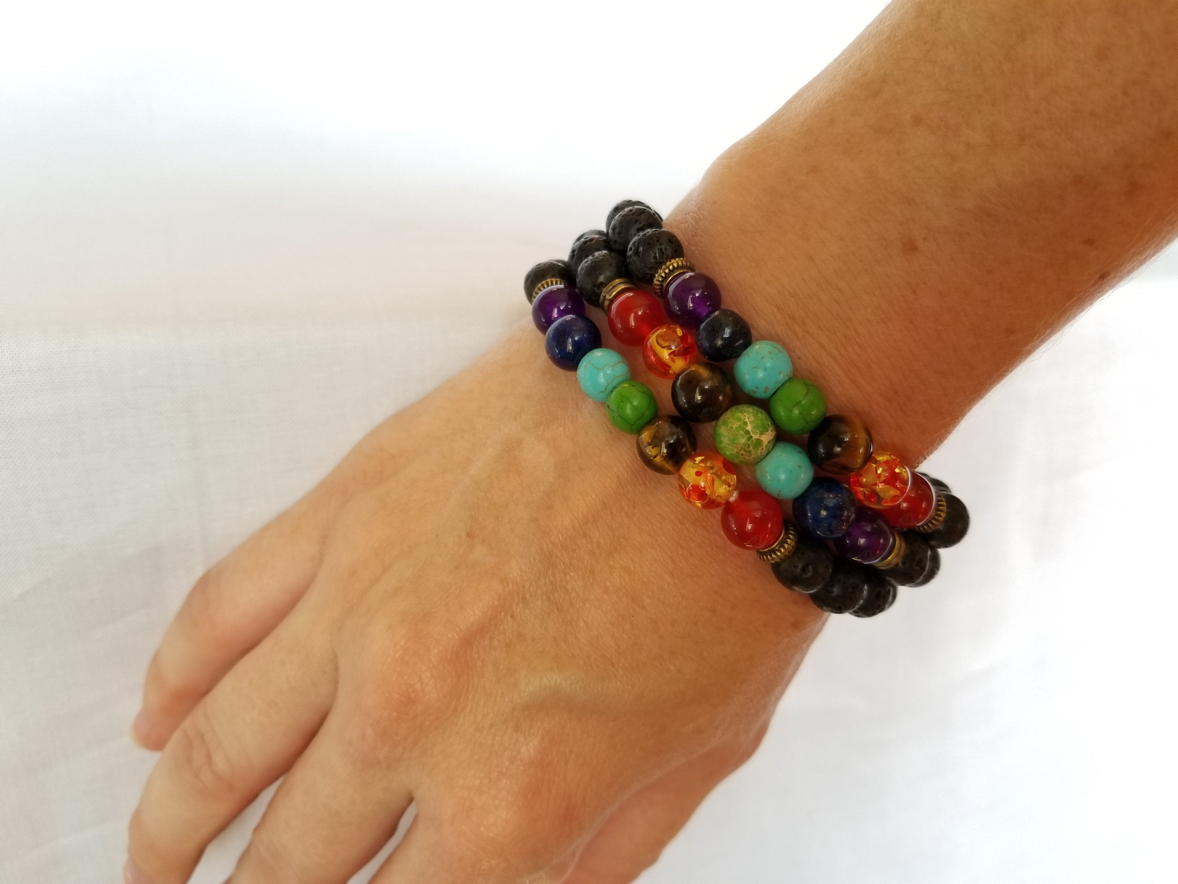 3 Chakra Lava Stone Diffuser Bracelets