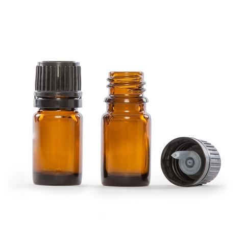 5ml (1/6 fl oz) Amber Glass Essential Oil Bottle with European Dropper Cap- 4 Pack
