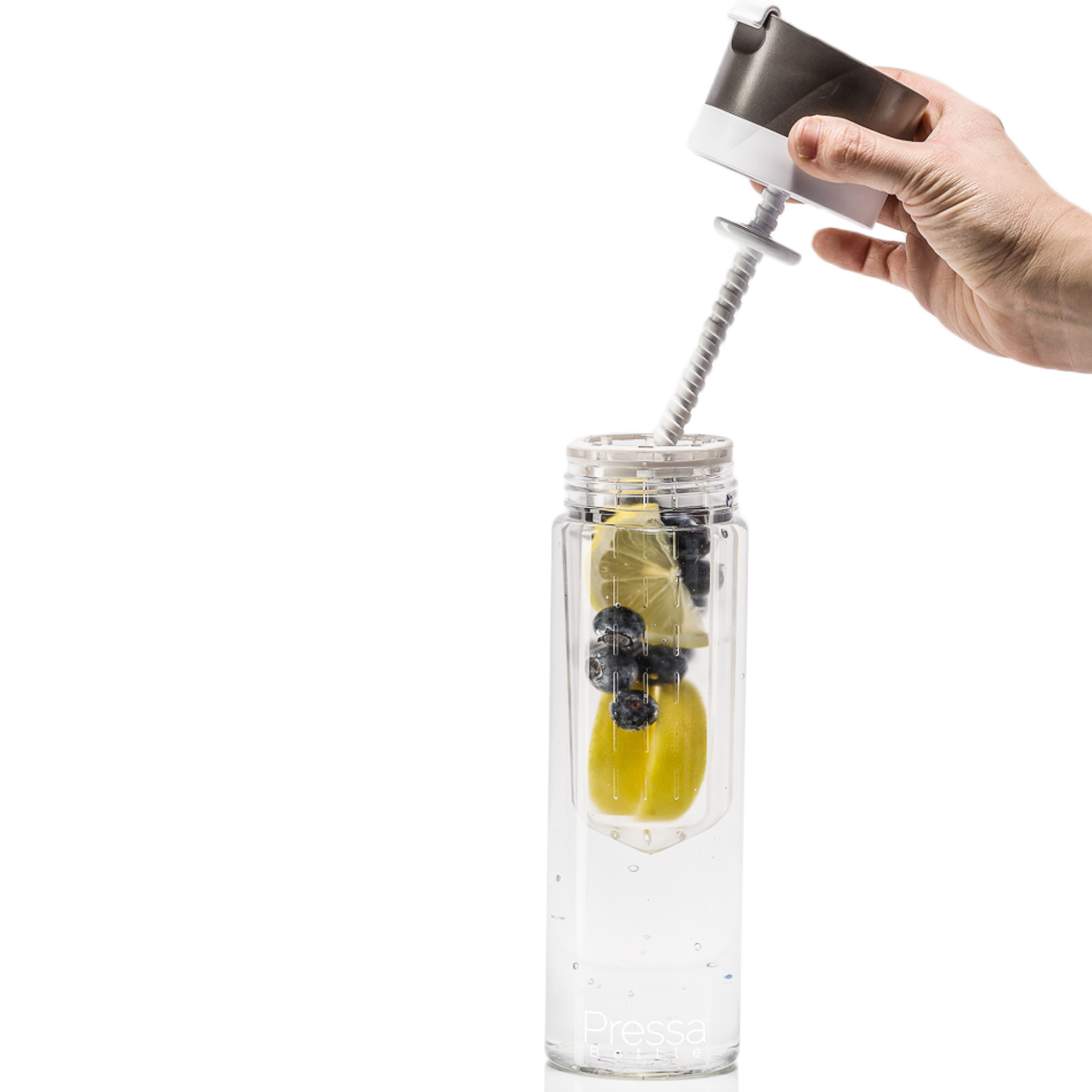 Pressa Bottle - Charcoal (Includes Bonus eBook "25 Fruit Infusion Water Recipes", a $7 value)