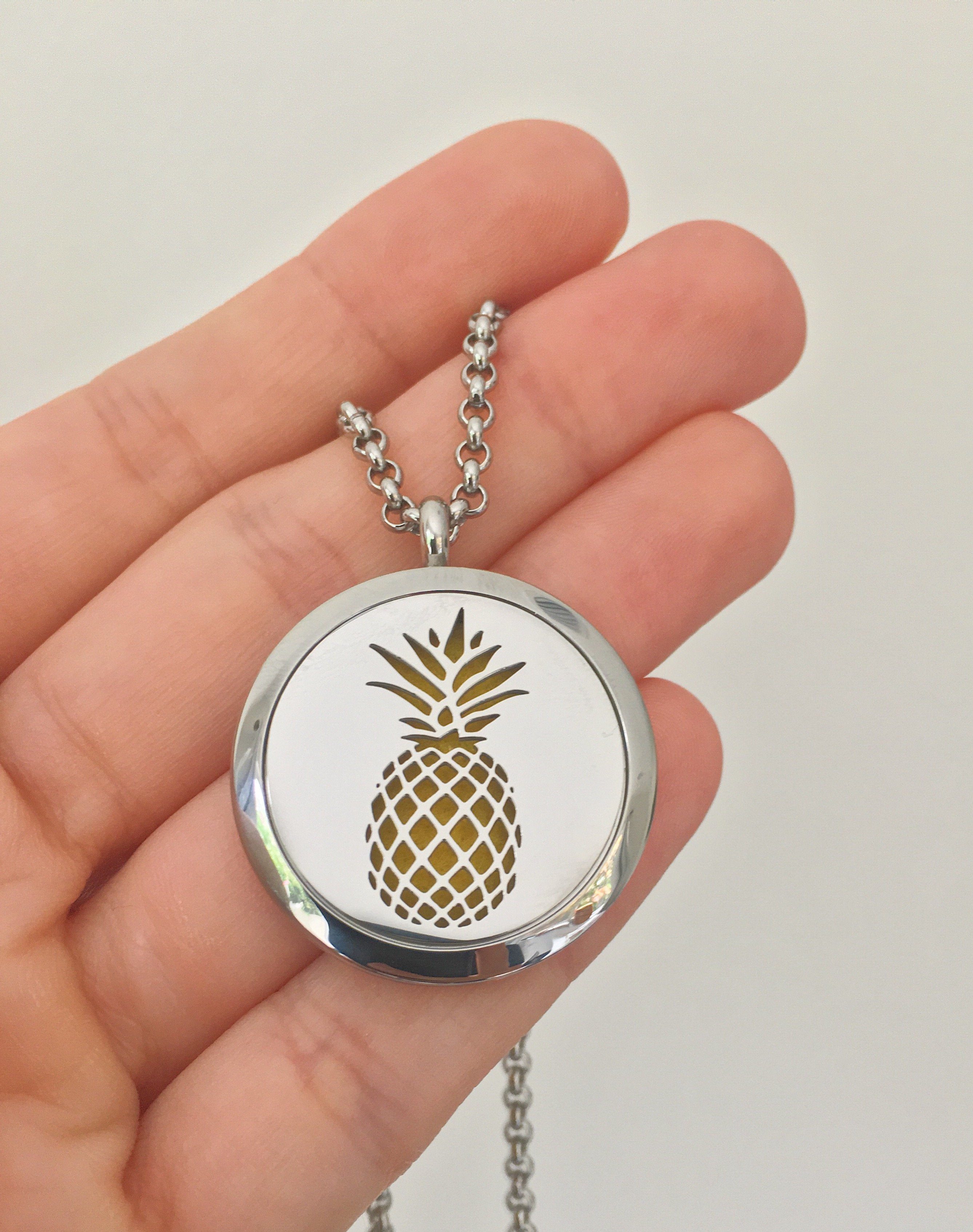 Stainless Steel Pineapple Essential Oil Necklace