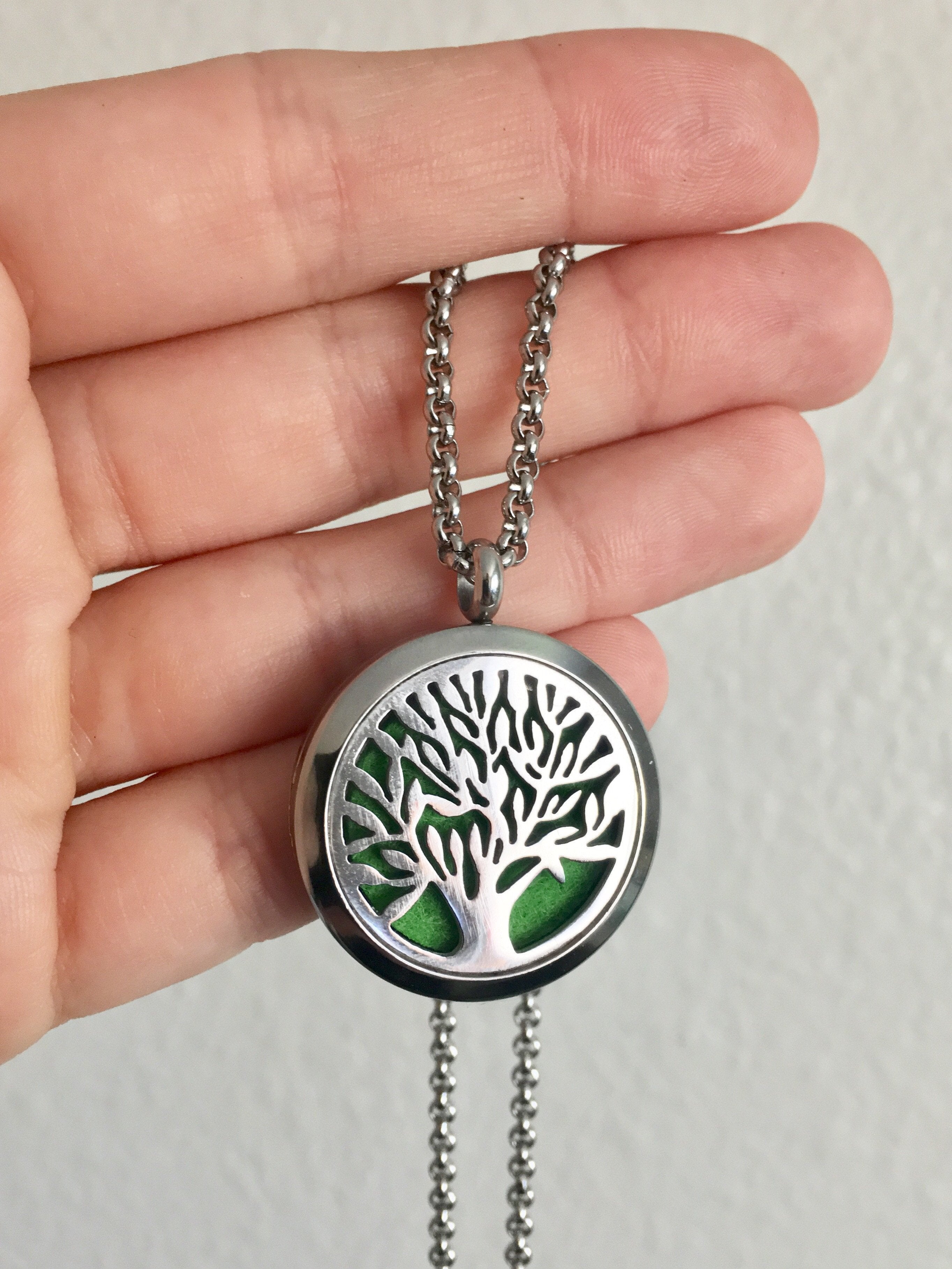 1 Stainless Steel Tree of Life Essential Oil Necklace