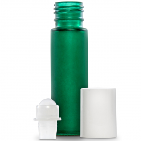 10ml (1/3 fl oz) Green Frosted Glass Essential Oil Roll-On Bottles