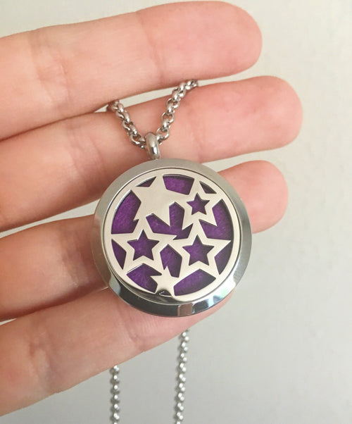 Stainless Steel Stars Essential Oil Necklace