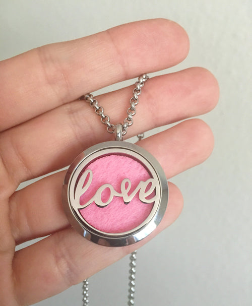 Stainless Steel "Love" Essential Oil Necklace