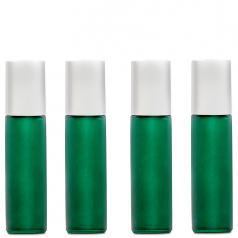 10ml (1/3 fl oz) Green Frosted Glass Essential Oil Roll-On Bottles