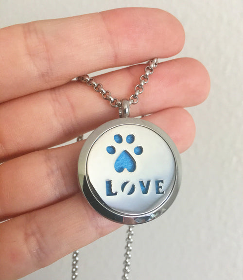 Stainless Steel Paw Essential Oils Necklace