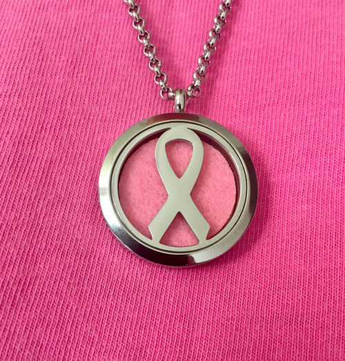 Stainless Steel Cancer Awareness Ribbon Diffuser Necklace